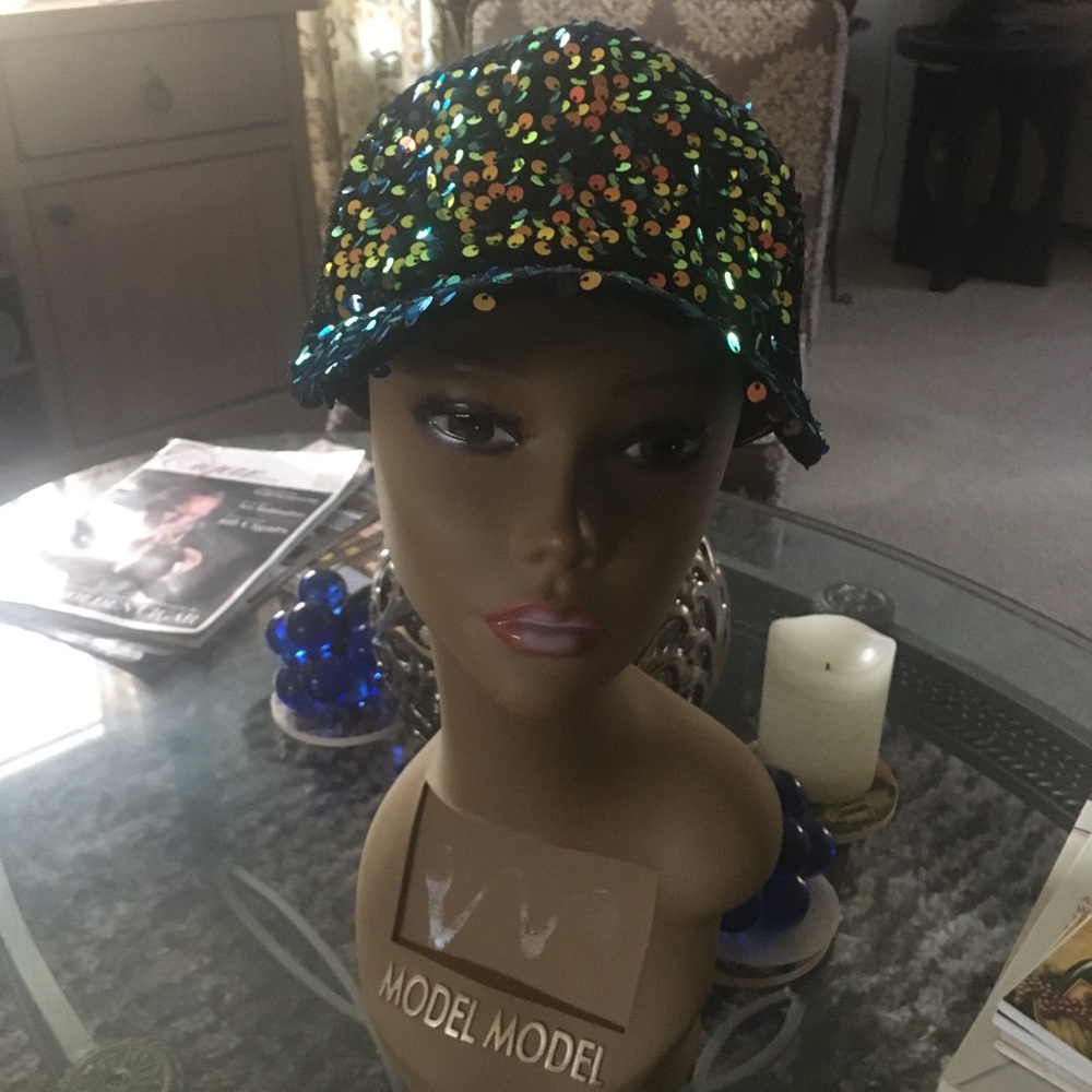 Multi Color Sequins Black Baseball Cap ‘NWOT’